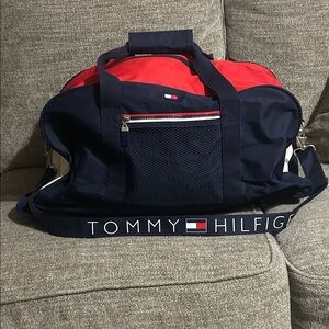 Tommy Hilfiger Navy and Red Duffel Bag